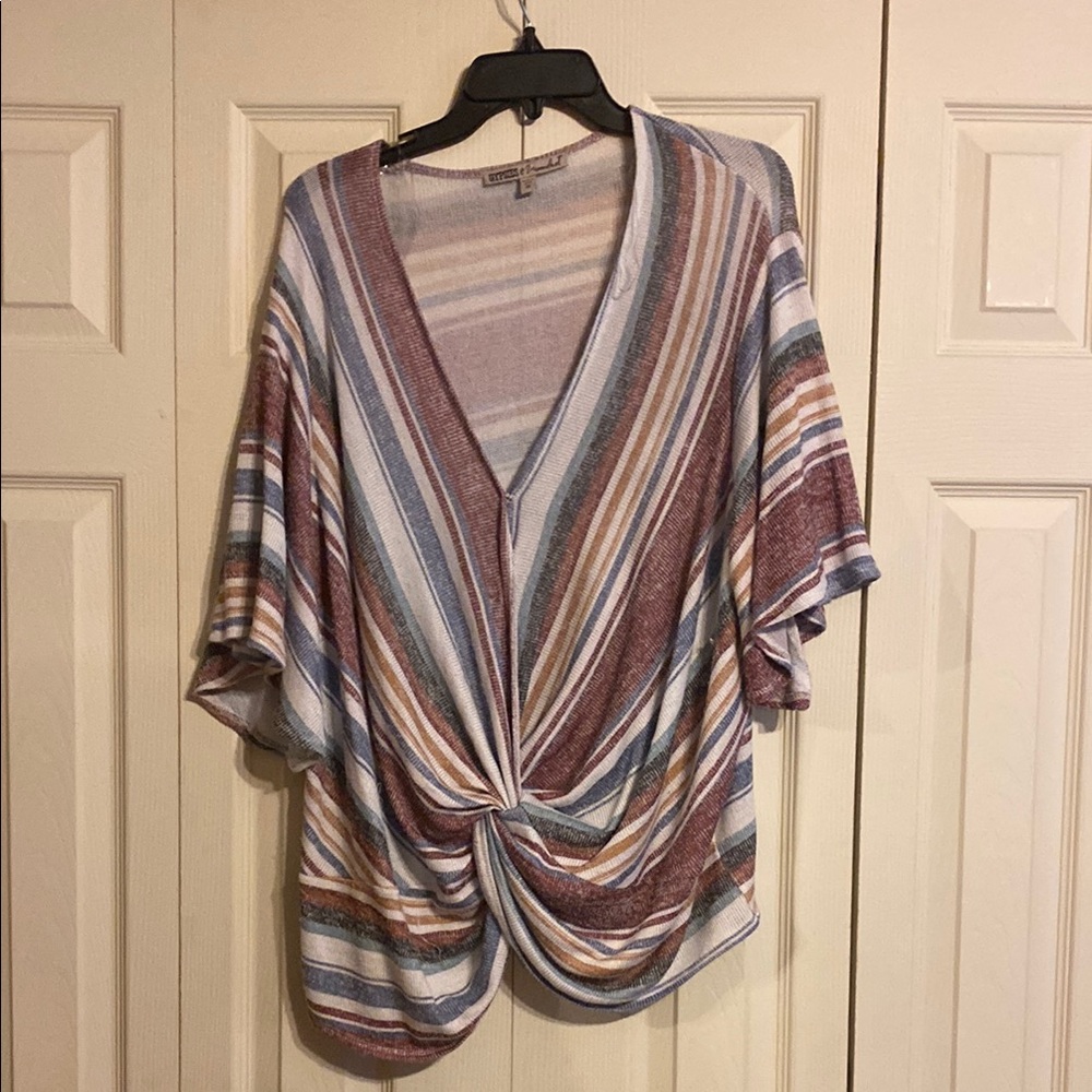 Pick 5 for $20! Gypsies & Moondust V-Neck Sweater with Earthy Stripes